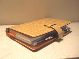 ゴールドのバイブルサイズシステム手帳