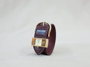 ワイン色のリザード革を使った時計ベルト
