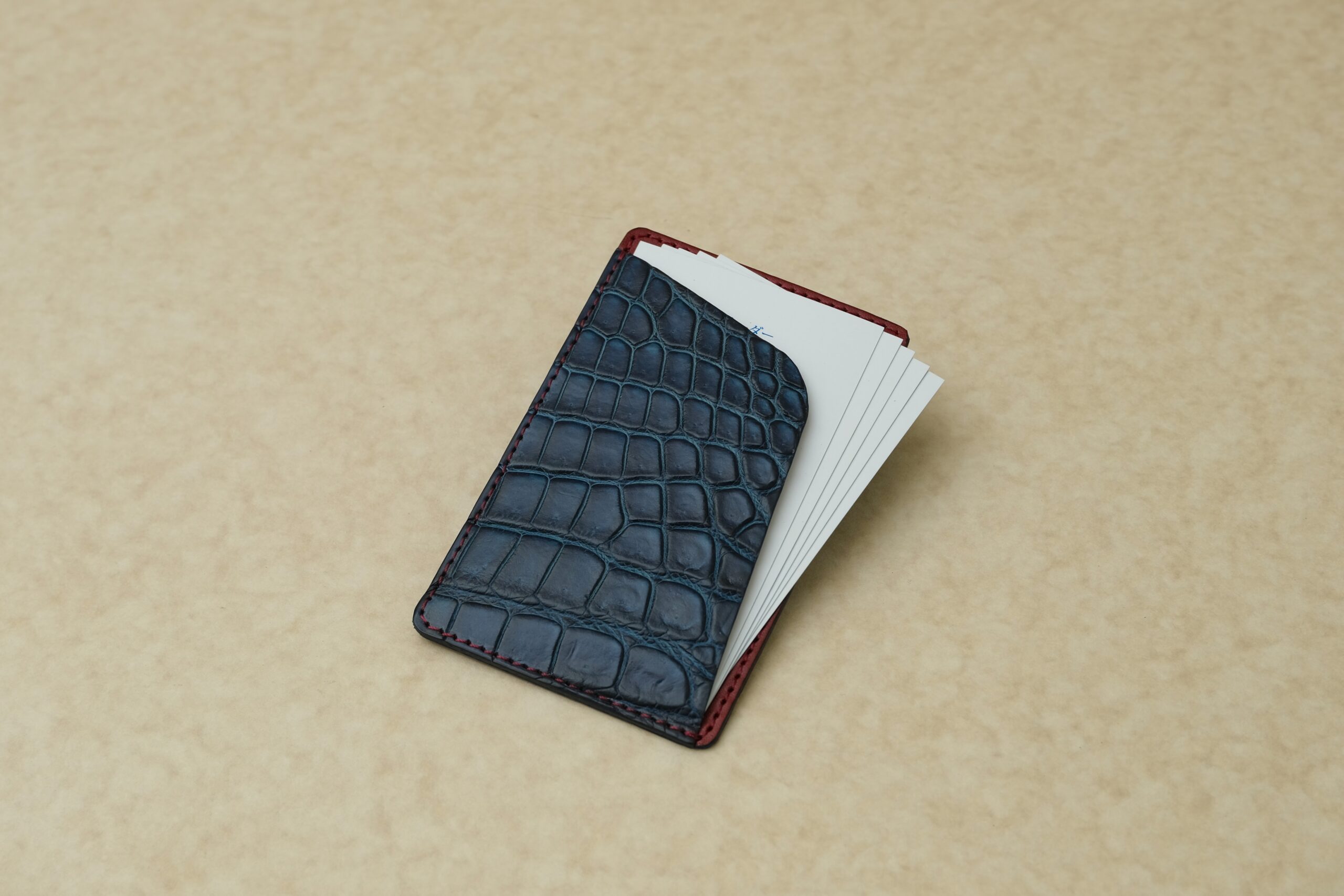 藍染めクロコダイルの名刺入れ　50904